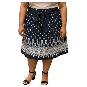 Mix Nouveau Womens Floral Print Skirt Attached Belt Side Zip Plus Size 2X